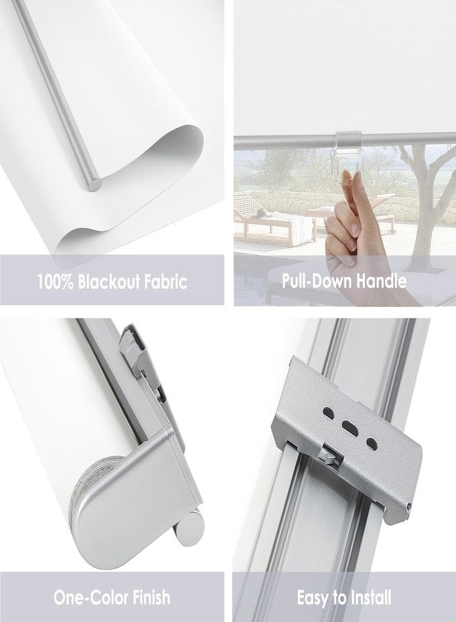 TOVALOR Cordless 100% Blackout Roller Shades for Windows,UV Protection Pull Down Shades,Room Darkening Door Blinds Thermal Insulated Fabric for Home Office and Bedroom(14" W x 72" H,White) - Image 3